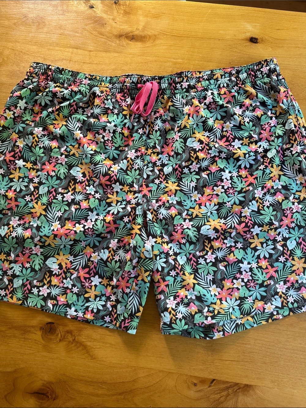 Chubbies Floral Tropical Swim Shorts in Black with Multicolor Flowers